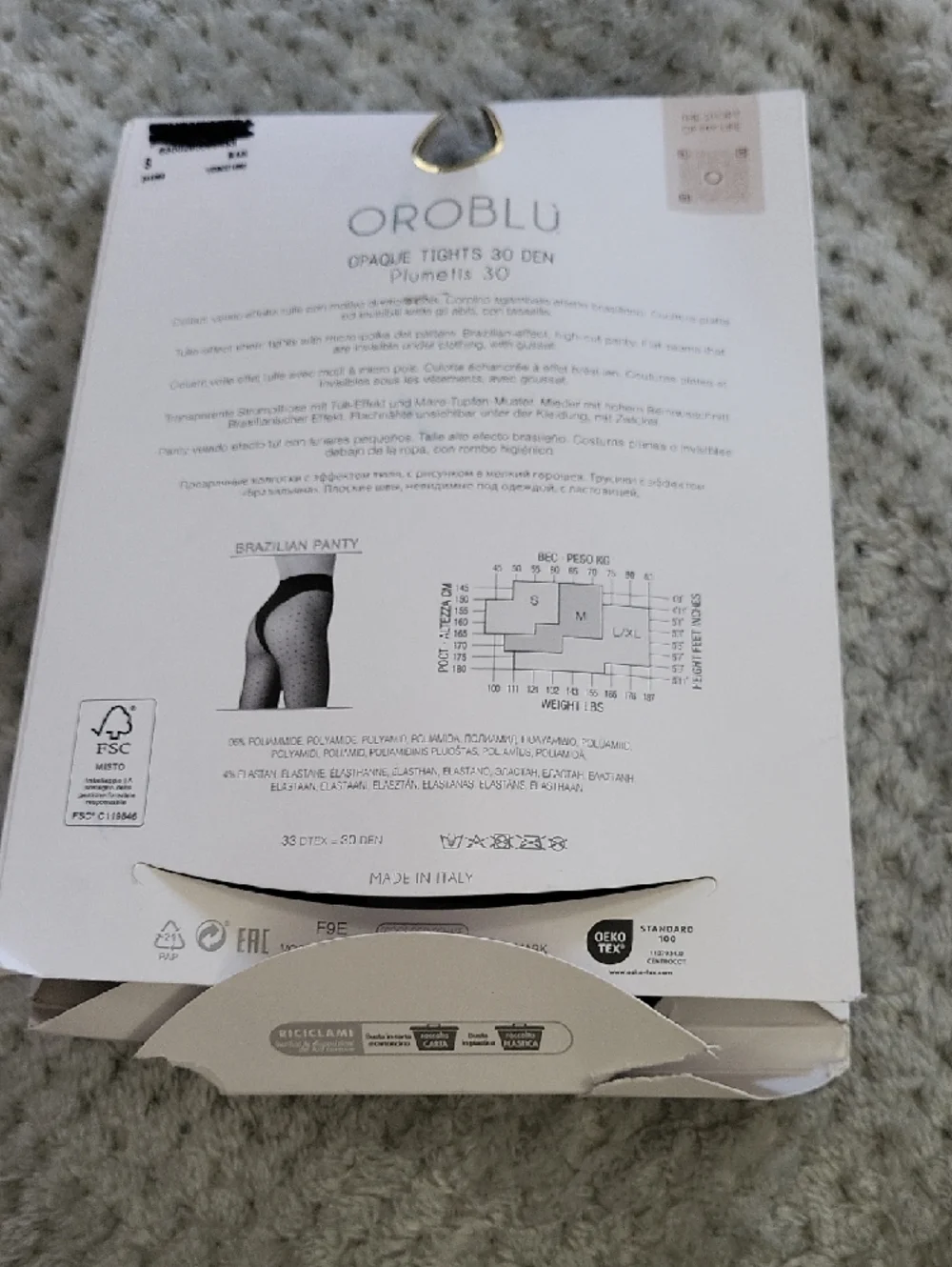 Nwt OROBLU Black Opaque Polka‎ Dot Tights Small